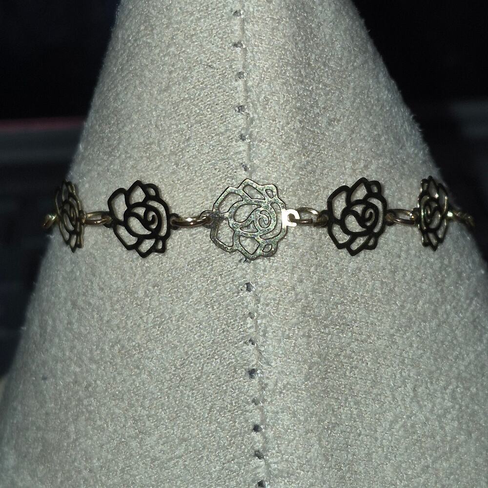 Vintage Dainty Gold Tone Link Bracelet Anklet Unmarked Estate Jewelry 9" Ext